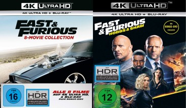 Fast & Furious - 8-Movie Collection + Fast & Furious: Hobbs & Shaw im Set - 4K Ultra HD Blu-ray + Blu-ray (4K Ultra HD)