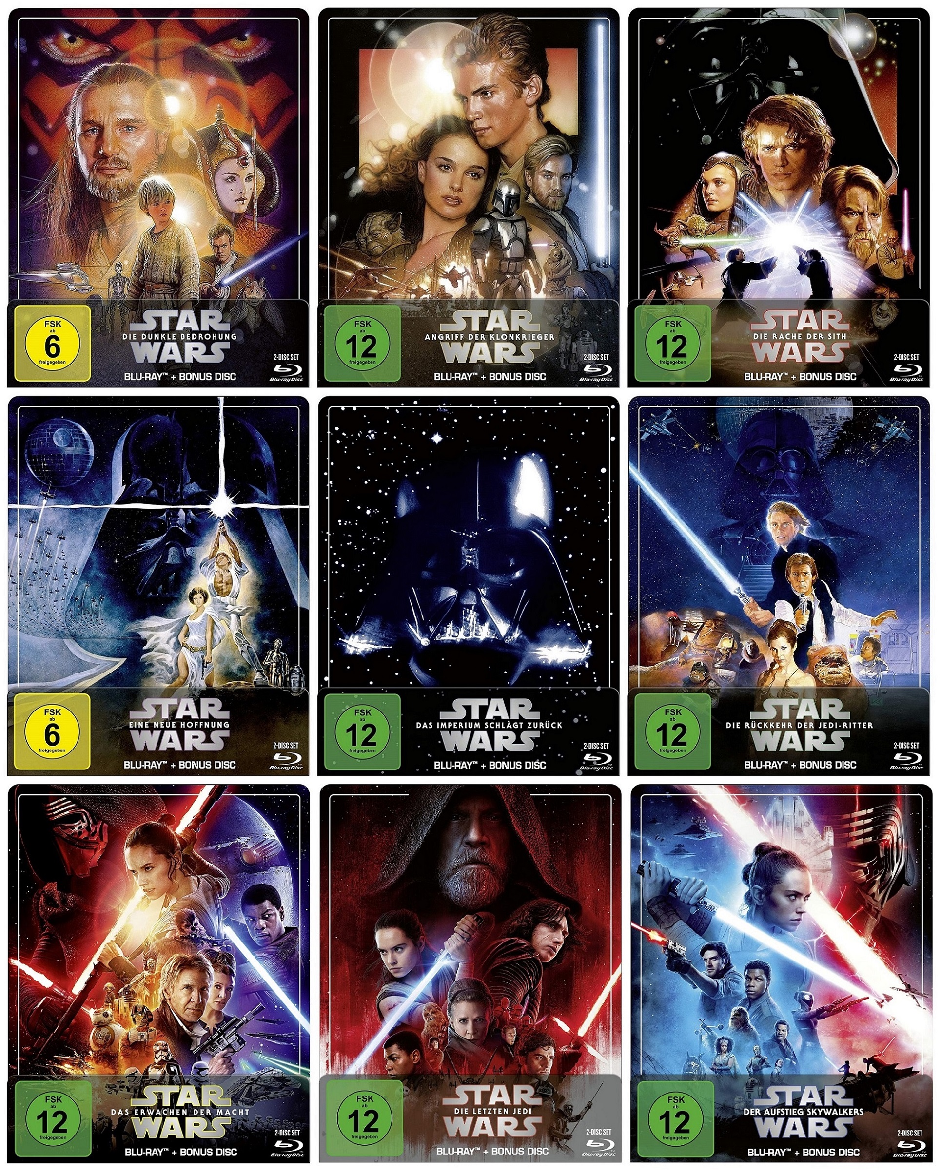 Star Wars: Episode 1+2+3+4+5+6+7+8+9 im Set - Steelbook Edition (Blu-ray)